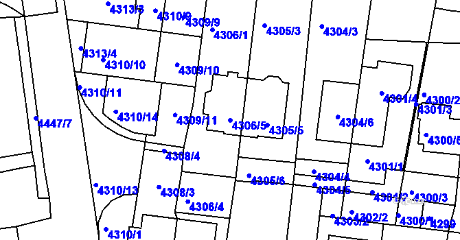 Parcela st. 4306/5 v KÚ Líšeň, Katastrální mapa