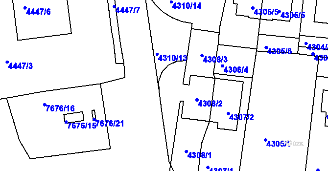 Parcela st. 4310/1 v KÚ Líšeň, Katastrální mapa
