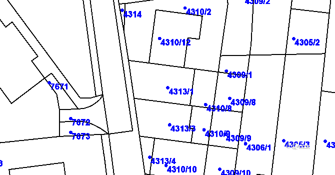 Parcela st. 4313/1 v KÚ Líšeň, Katastrální mapa