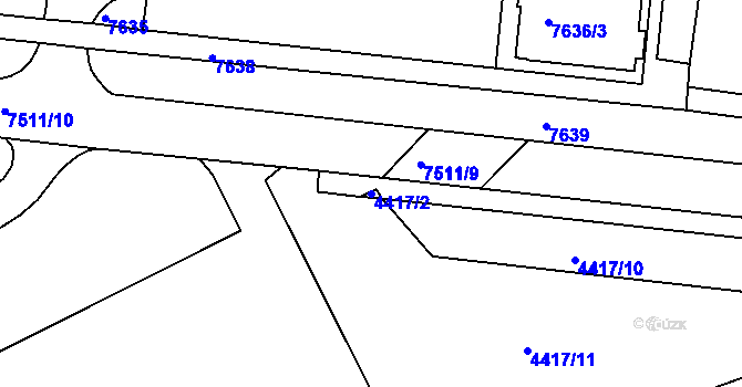 Parcela st. 4417/2 v KÚ Líšeň, Katastrální mapa