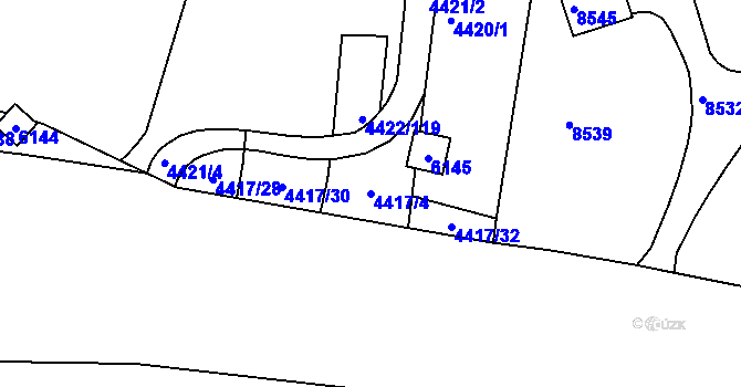 Parcela st. 4417/4 v KÚ Líšeň, Katastrální mapa