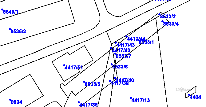 Parcela st. 4417/12 v KÚ Líšeň, Katastrální mapa