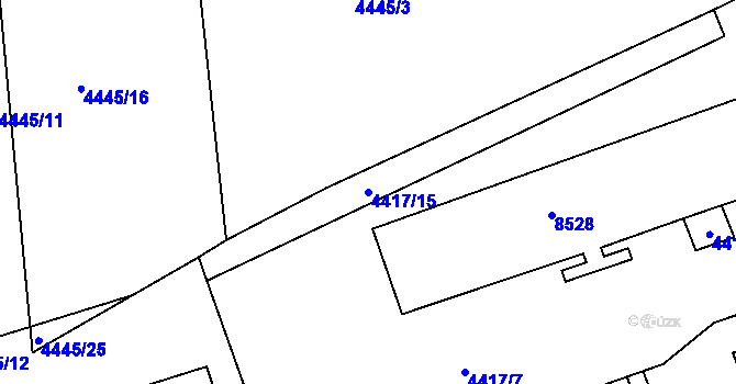 Parcela st. 4417/15 v KÚ Líšeň, Katastrální mapa