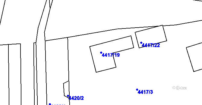 Parcela st. 4417/19 v KÚ Líšeň, Katastrální mapa