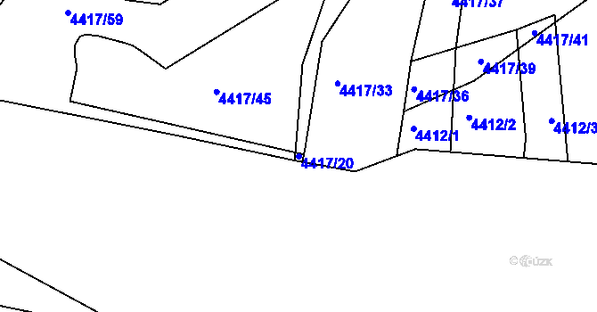 Parcela st. 4417/20 v KÚ Líšeň, Katastrální mapa