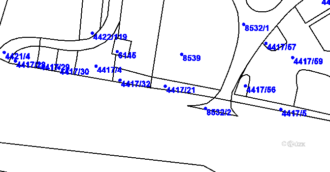 Parcela st. 4417/21 v KÚ Líšeň, Katastrální mapa