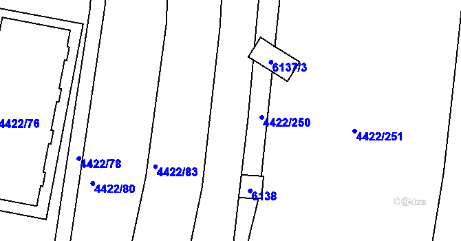 Parcela st. 4422/3 v KÚ Líšeň, Katastrální mapa