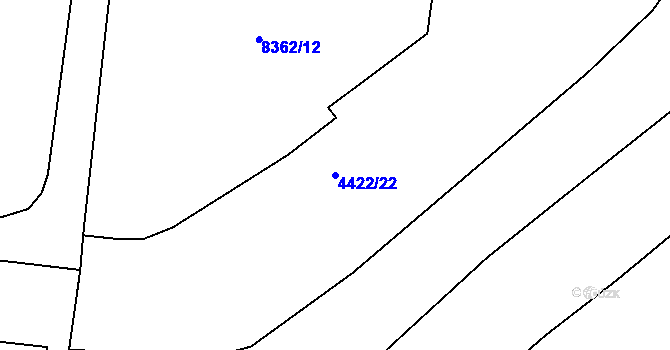 Parcela st. 4422/22 v KÚ Líšeň, Katastrální mapa