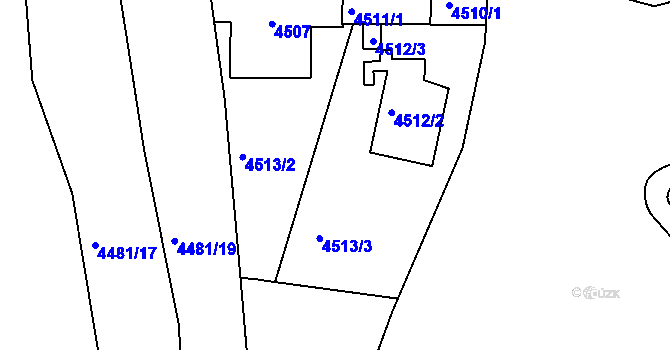 Parcela st. 4512/1 v KÚ Líšeň, Katastrální mapa
