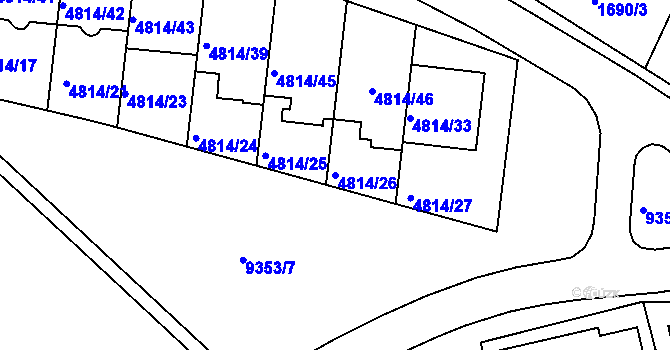 Parcela st. 4814/26 v KÚ Líšeň, Katastrální mapa