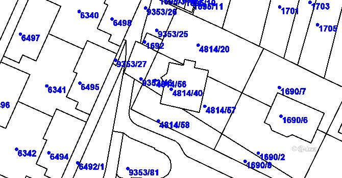 Parcela st. 4814/40 v KÚ Líšeň, Katastrální mapa