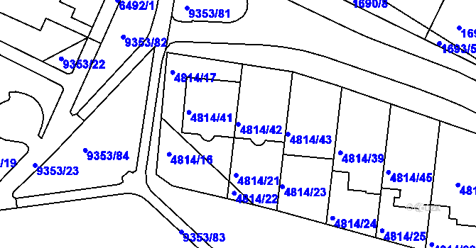 Parcela st. 4814/42 v KÚ Líšeň, Katastrální mapa