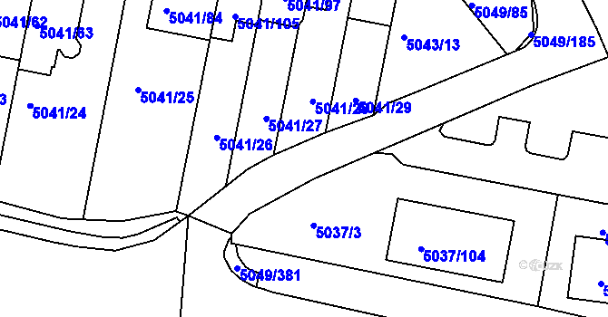 Parcela st. 5037/5 v KÚ Líšeň, Katastrální mapa