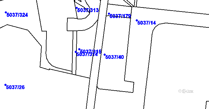 Parcela st. 5037/40 v KÚ Líšeň, Katastrální mapa