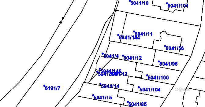 Parcela st. 5041/4 v KÚ Líšeň, Katastrální mapa