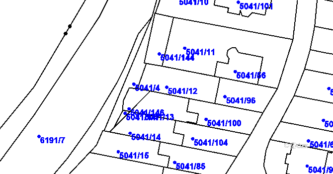 Parcela st. 5041/12 v KÚ Líšeň, Katastrální mapa