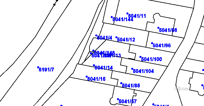 Parcela st. 5041/13 v KÚ Líšeň, Katastrální mapa
