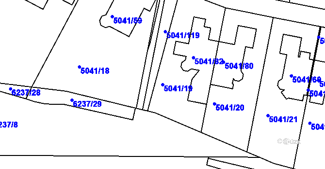 Parcela st. 5041/19 v KÚ Líšeň, Katastrální mapa