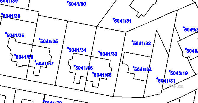 Parcela st. 5041/33 v KÚ Líšeň, Katastrální mapa