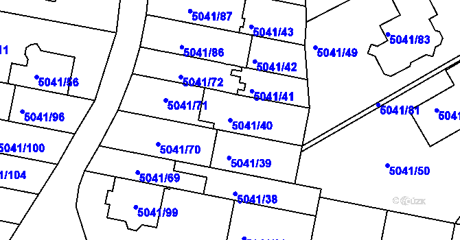 Parcela st. 5041/40 v KÚ Líšeň, Katastrální mapa