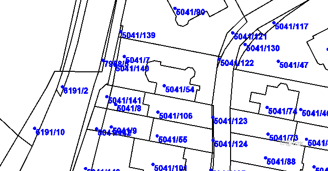 Parcela st. 5041/54 v KÚ Líšeň, Katastrální mapa