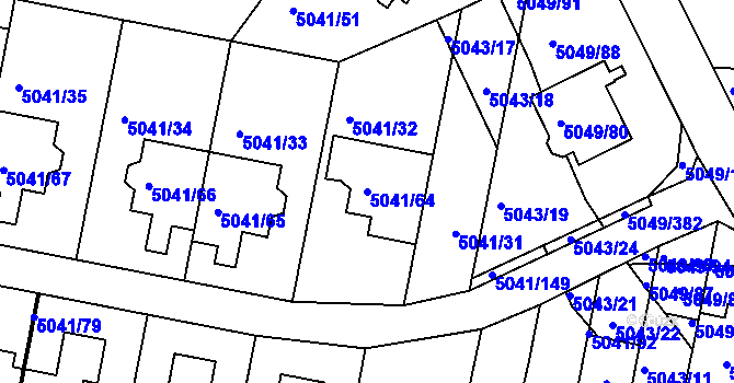 Parcela st. 5041/64 v KÚ Líšeň, Katastrální mapa