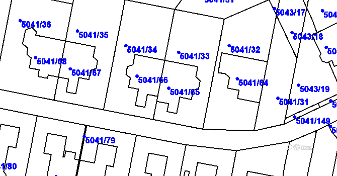 Parcela st. 5041/65 v KÚ Líšeň, Katastrální mapa