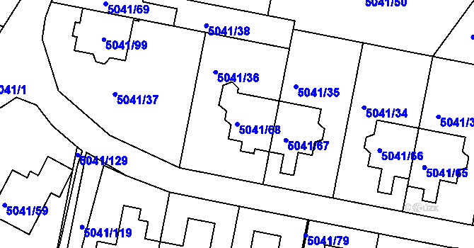 Parcela st. 5041/68 v KÚ Líšeň, Katastrální mapa
