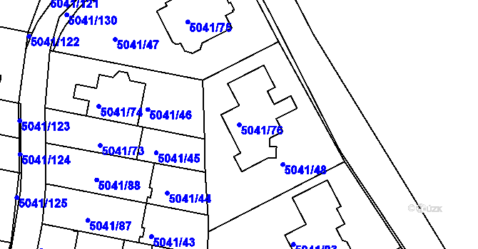 Parcela st. 5041/76 v KÚ Líšeň, Katastrální mapa