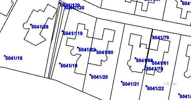 Parcela st. 5041/80 v KÚ Líšeň, Katastrální mapa