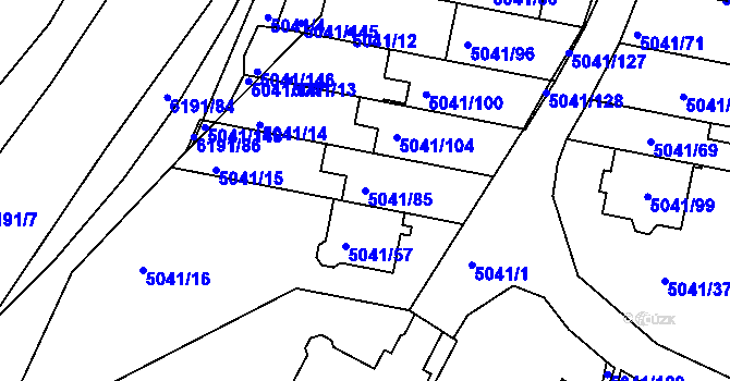 Parcela st. 5041/85 v KÚ Líšeň, Katastrální mapa