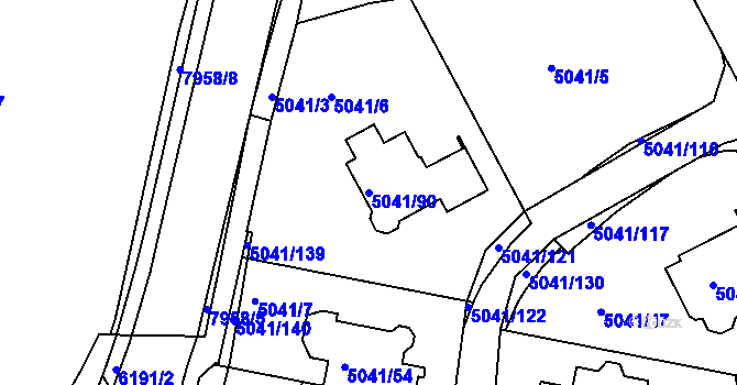 Parcela st. 5041/90 v KÚ Líšeň, Katastrální mapa