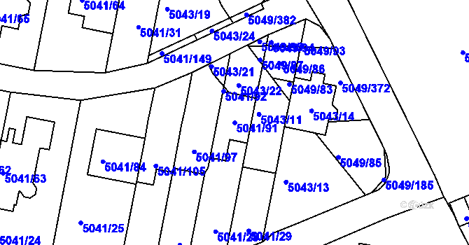 Parcela st. 5041/91 v KÚ Líšeň, Katastrální mapa