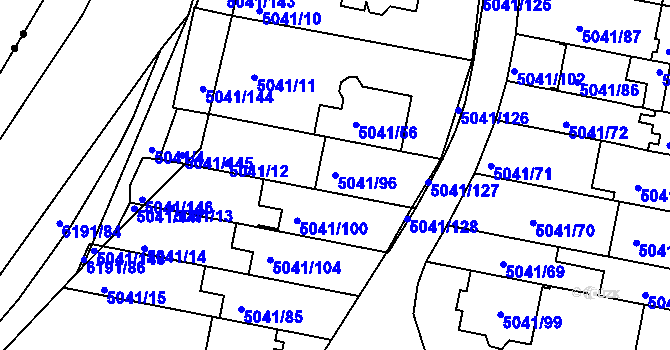 Parcela st. 5041/96 v KÚ Líšeň, Katastrální mapa