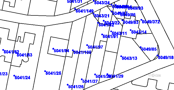Parcela st. 5041/97 v KÚ Líšeň, Katastrální mapa
