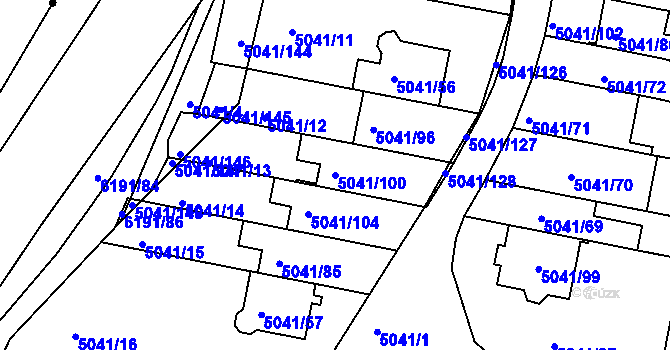 Parcela st. 5041/100 v KÚ Líšeň, Katastrální mapa