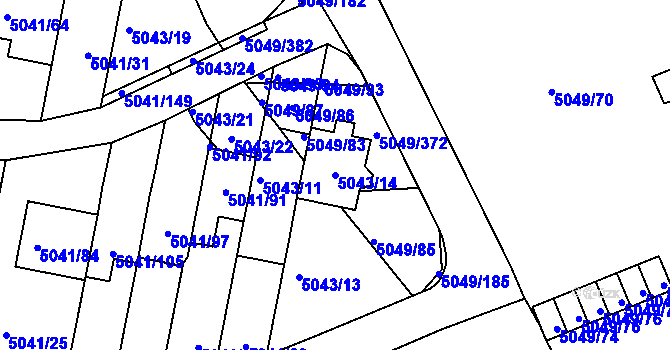 Parcela st. 5043/14 v KÚ Líšeň, Katastrální mapa
