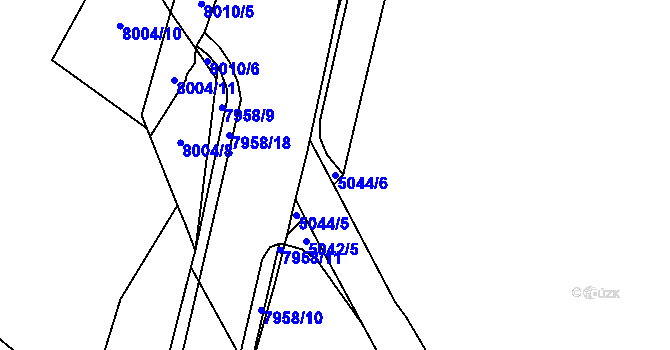 Parcela st. 5044/6 v KÚ Líšeň, Katastrální mapa