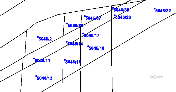 Parcela st. 5046/18 v KÚ Líšeň, Katastrální mapa