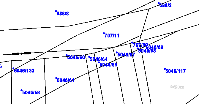 Parcela st. 5046/65 v KÚ Líšeň, Katastrální mapa
