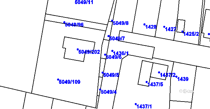 Parcela st. 5049/6 v KÚ Líšeň, Katastrální mapa