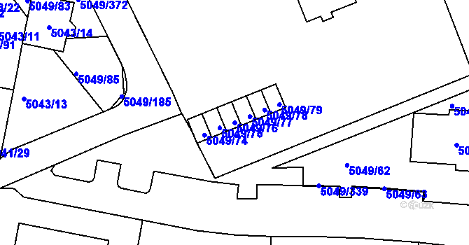 Parcela st. 5049/76 v KÚ Líšeň, Katastrální mapa