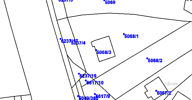 Parcela st. 5068/3 v KÚ Líšeň, Katastrální mapa