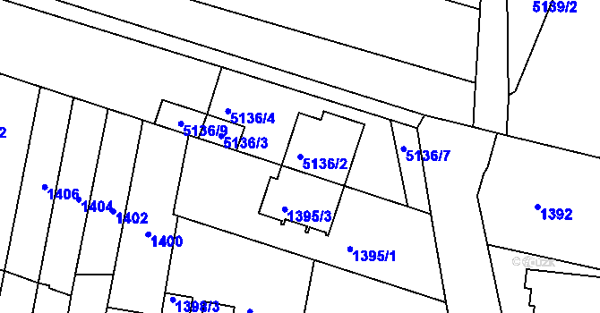 Parcela st. 5136/2 v KÚ Líšeň, Katastrální mapa
