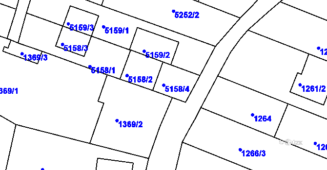 Parcela st. 5158/4 v KÚ Líšeň, Katastrální mapa