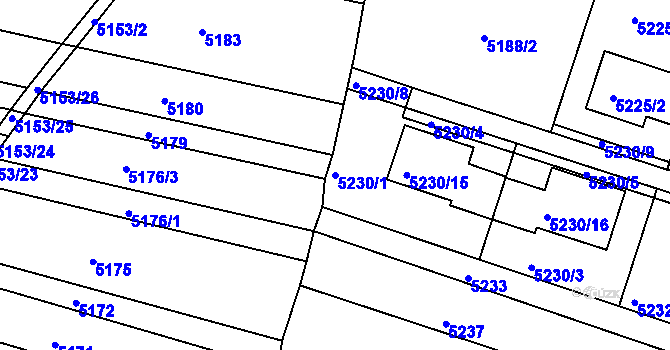 Parcela st. 5230/1 v KÚ Líšeň, Katastrální mapa