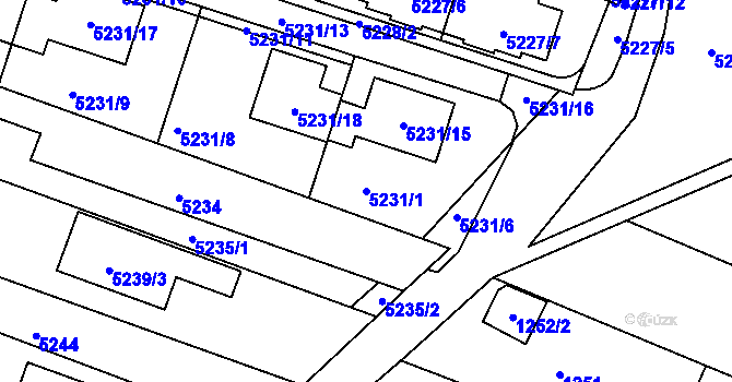 Parcela st. 5231/1 v KÚ Líšeň, Katastrální mapa
