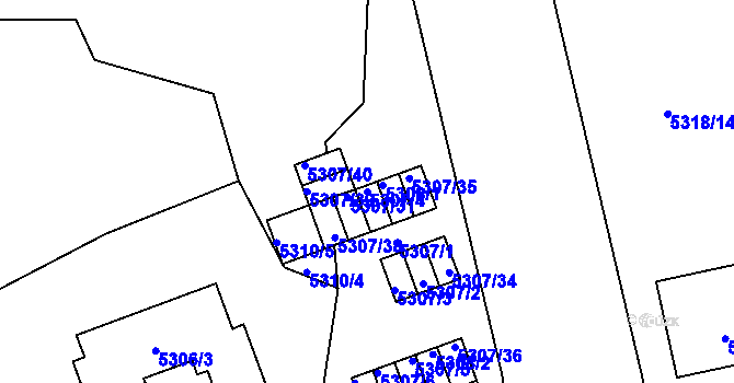 Parcela st. 5307/4 v KÚ Líšeň, Katastrální mapa