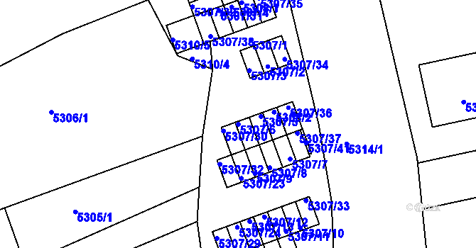 Parcela st. 5307/6 v KÚ Líšeň, Katastrální mapa
