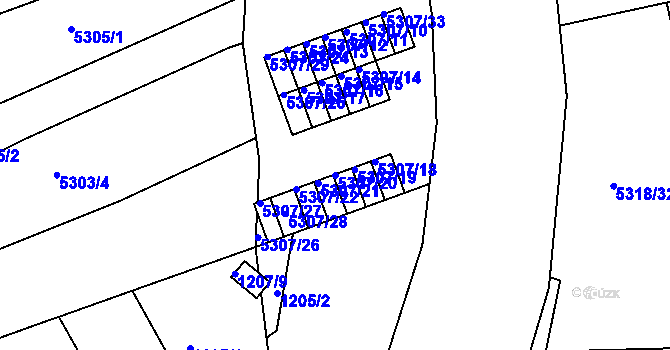 Parcela st. 5307/20 v KÚ Líšeň, Katastrální mapa